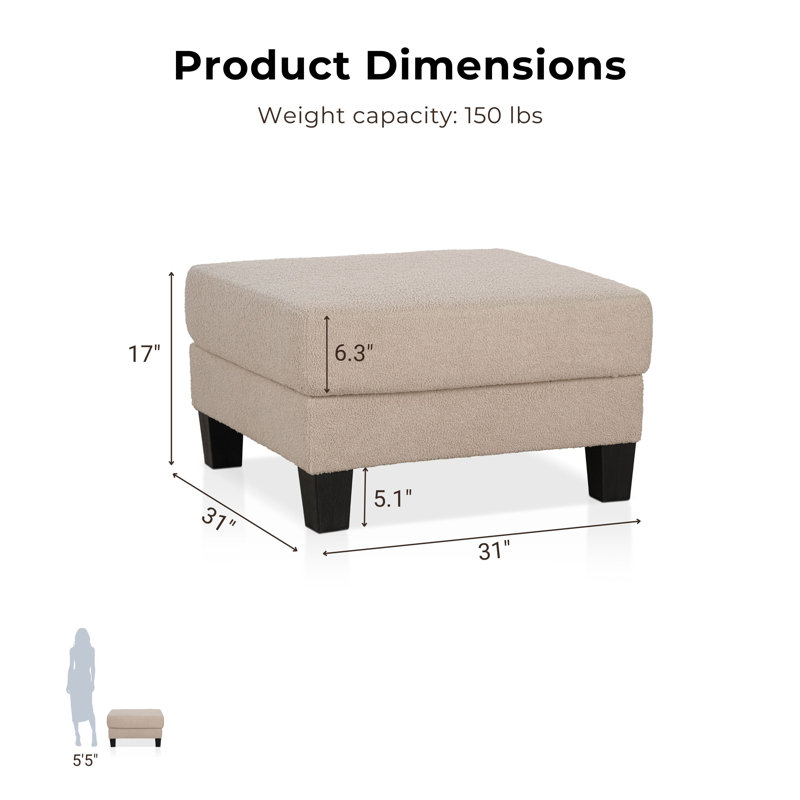 Viafora Square Boucle Storage Ottoman, Beige
