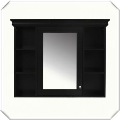 Armoire à pharmacie murale avec porte miroir et 6 tablettes ouvertes