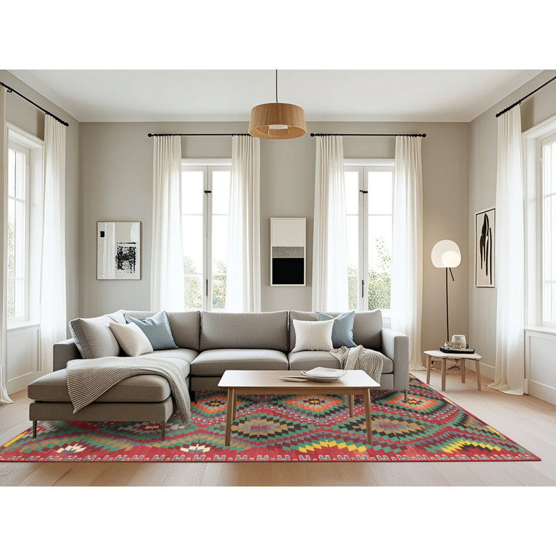 Tapis rouge à motif sud-ouest, Rectangle 8 pi x 10 pi