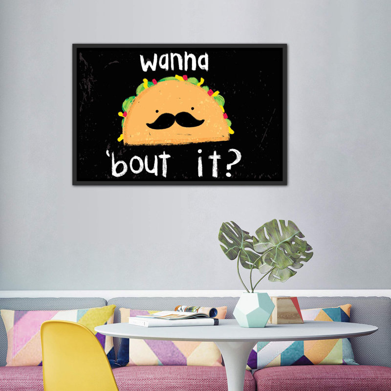 «Taco-Bout It III» par Jessica Weible - impression, H 40 po x l 60 po x 1,5 po, Toile avec cadre noir patiné, Pas de tapis