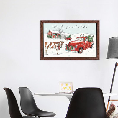 Holiday on the Farm II - Believe 1 Piece Floater Frame Painting on Canvas