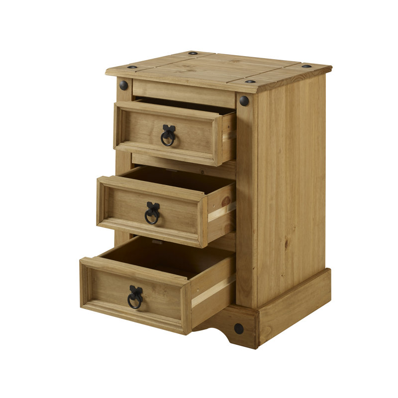 Palmea 45cm W Solid Wood Bedside Table, Antique Wax