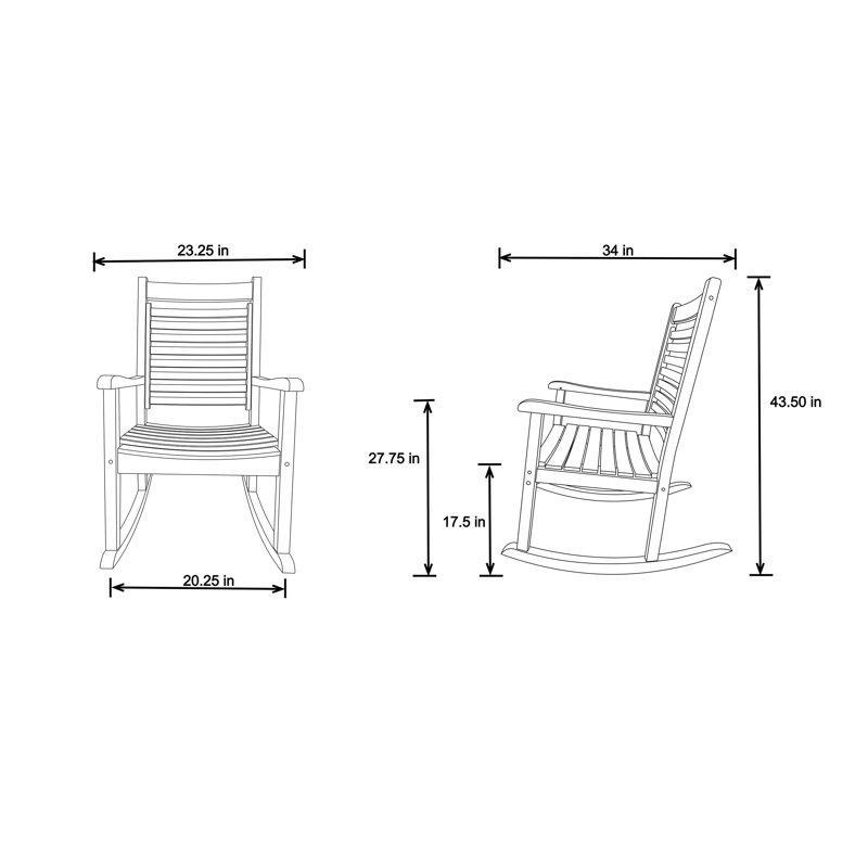 Chaise berçante surdimensionnée en bois massif pour l'intérieur et l'extérieur Royal (ensemble de 2), Rouge