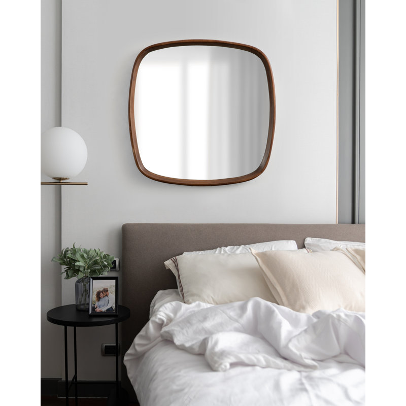 Miroir mural Prema 20 x 30, Noyer brun, 26 po x 26 po, Carré