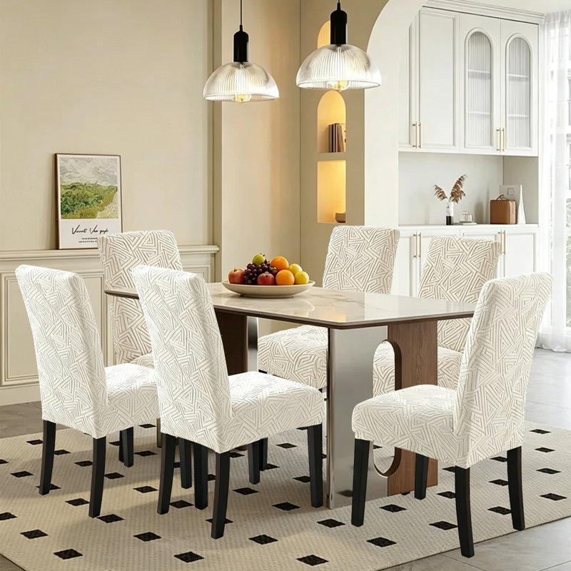 Housse extensible pour chaises de salle à manger, housse de chaise lavable, ensemble de 6, Beige