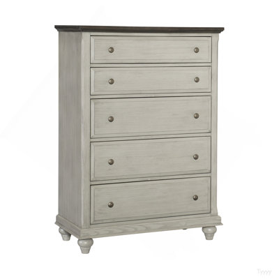 Mobilier de chambre à coucher de style campagne classique classique avec finition gris clair 1 pièce et 5 tiroirs brun foncé