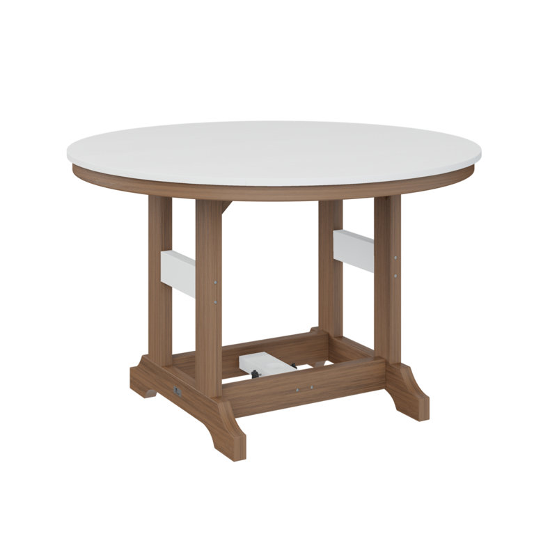 Garden Classic Outdoor Round Bar Table, White, Antique Mahogany