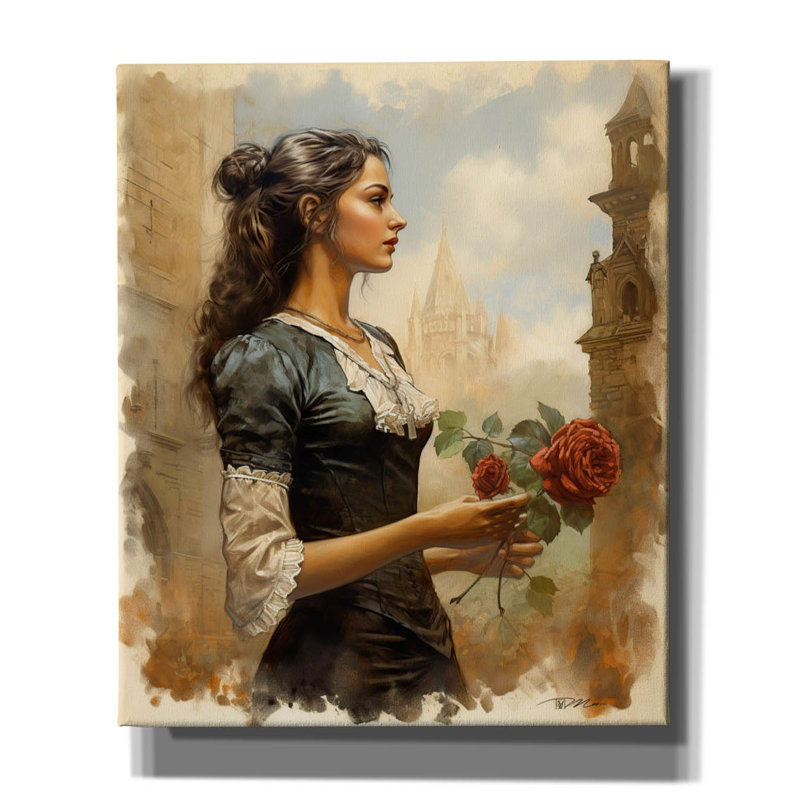 Art mural sur toile House of Hampton® «Romantic Girl» par Momart, H 24 po x l 20 po x P 0,75 po