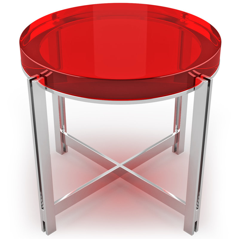 Candy Coffee Table, Red/Chrome, 17.7" H x 27.5" L x 27.5" W