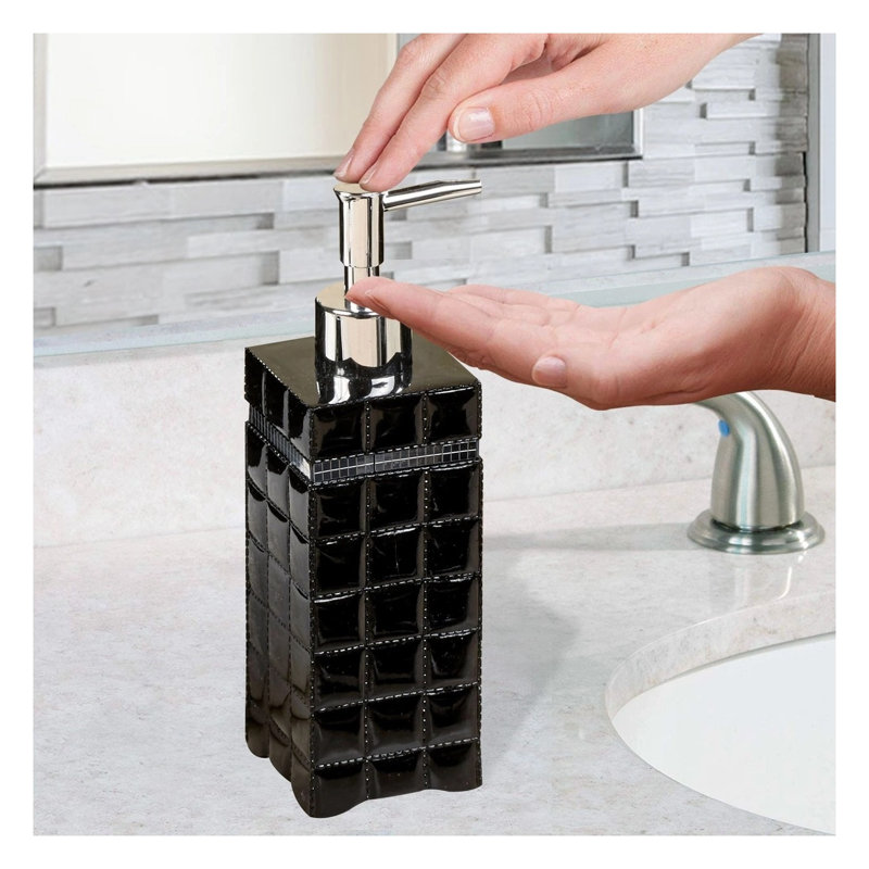 Black Resin Liquid Soap Dispenser Pump Bottle for Bathroom and Kitchen