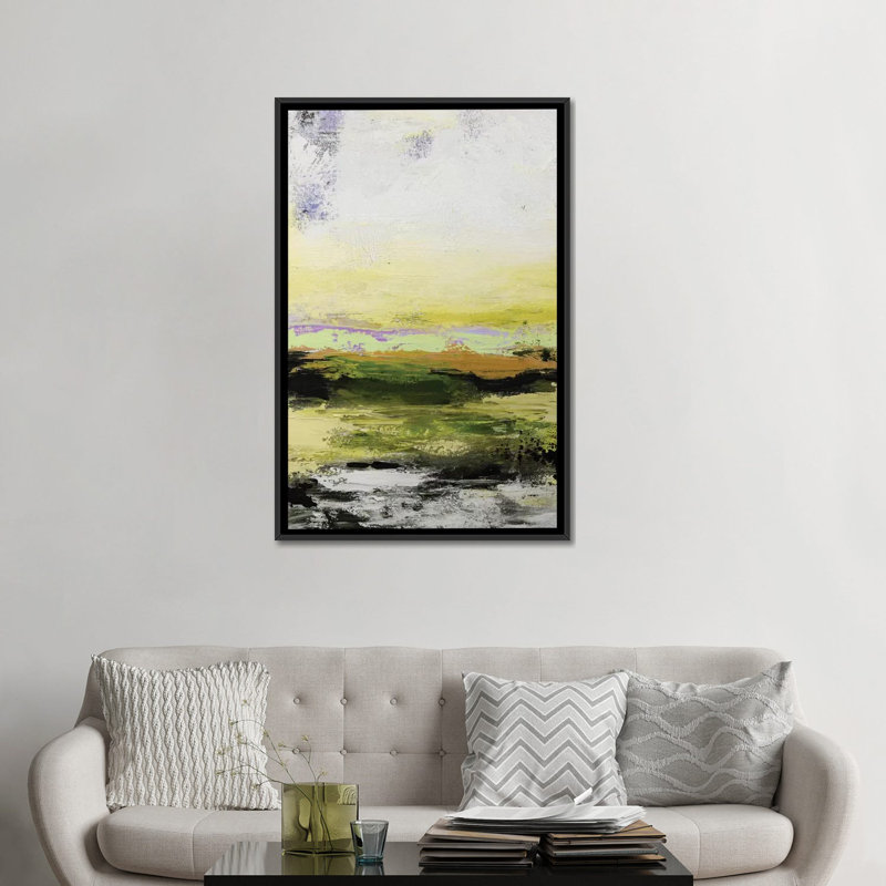 « abstract landscape xiv », impression sur toile, H 26 po x l 18 po x P 1,5 po, Toile avec cadre noir, Pas de tapis