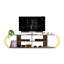 Meuble télé 68 po, meuble télé Mid-Century moderne en bois massif avec 4 tablettes de rangement ouvertes, noyer / jaune-1441964967