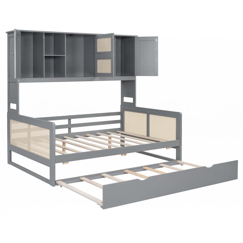 Wooden Daybed With Trundle, And All-In-One Cabinet And Shelf, Full/Double