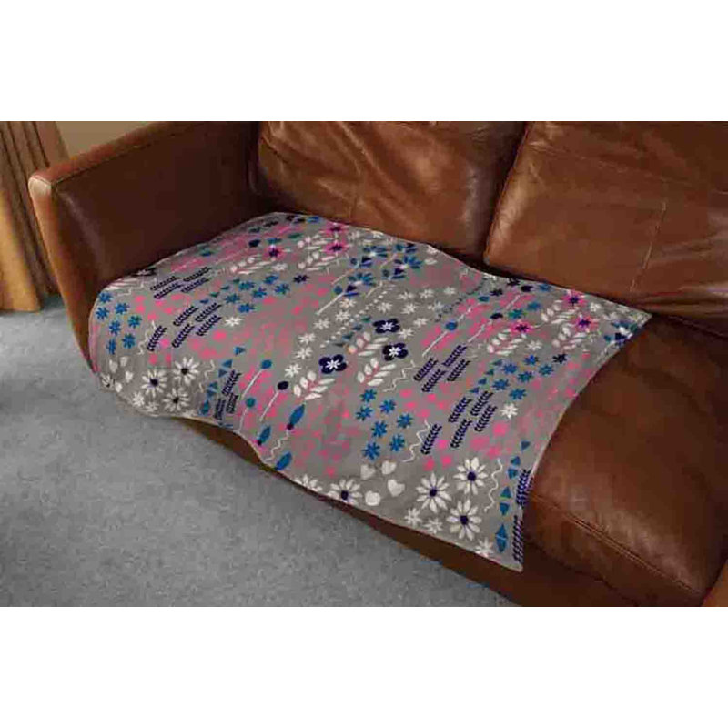 Sélection de couvertures à imprimé de fleurs, 65 po x 80 po, Rose
