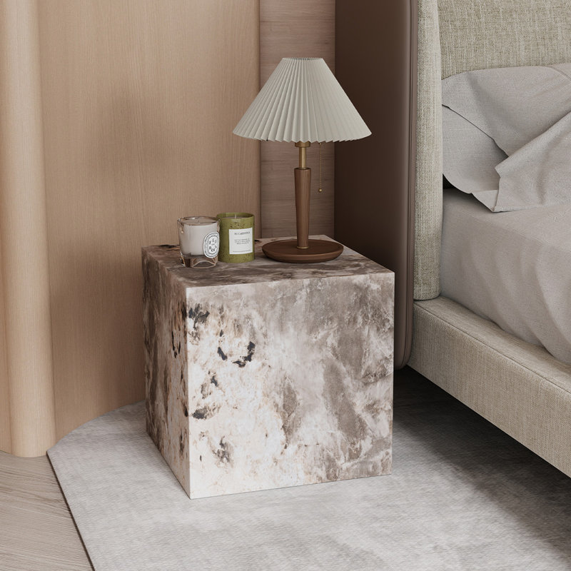 Chiel 15.7'' Tall End Table & MDF Coffee Table With Stylish Texture Design, Beige