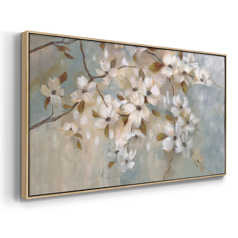 «Blossoms of May», toile tendue avec châssis, prête à être accrochée, H 25 po x l 49 po, Naturel