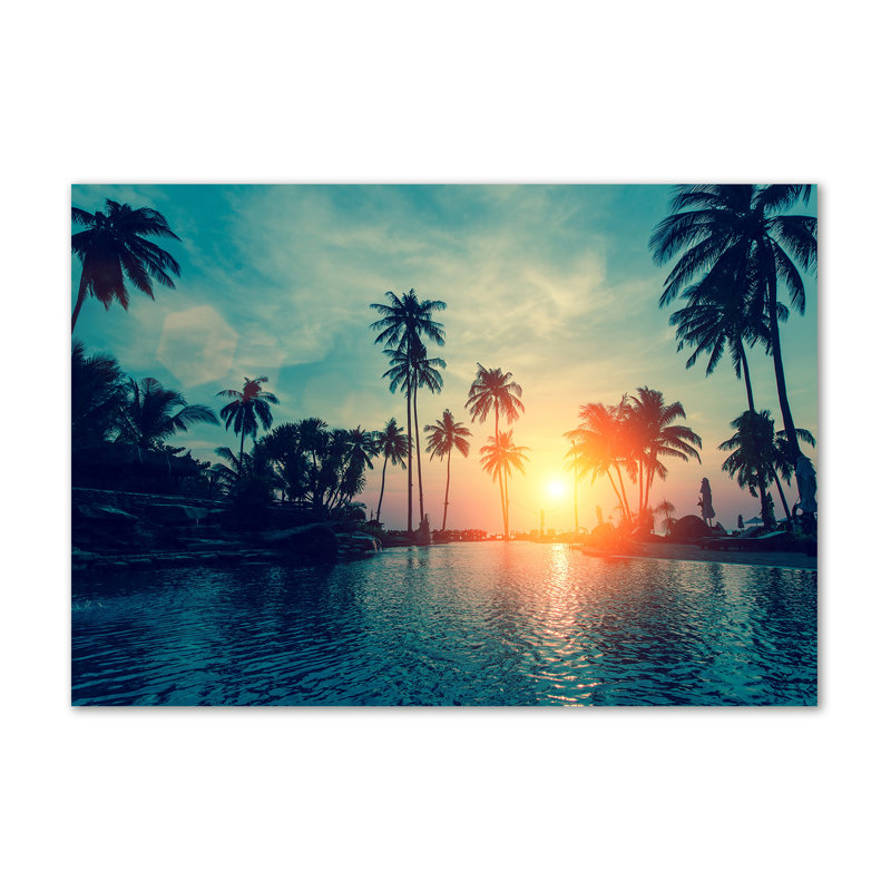 Sunset Palm Trees - Wrapped Canvas Print