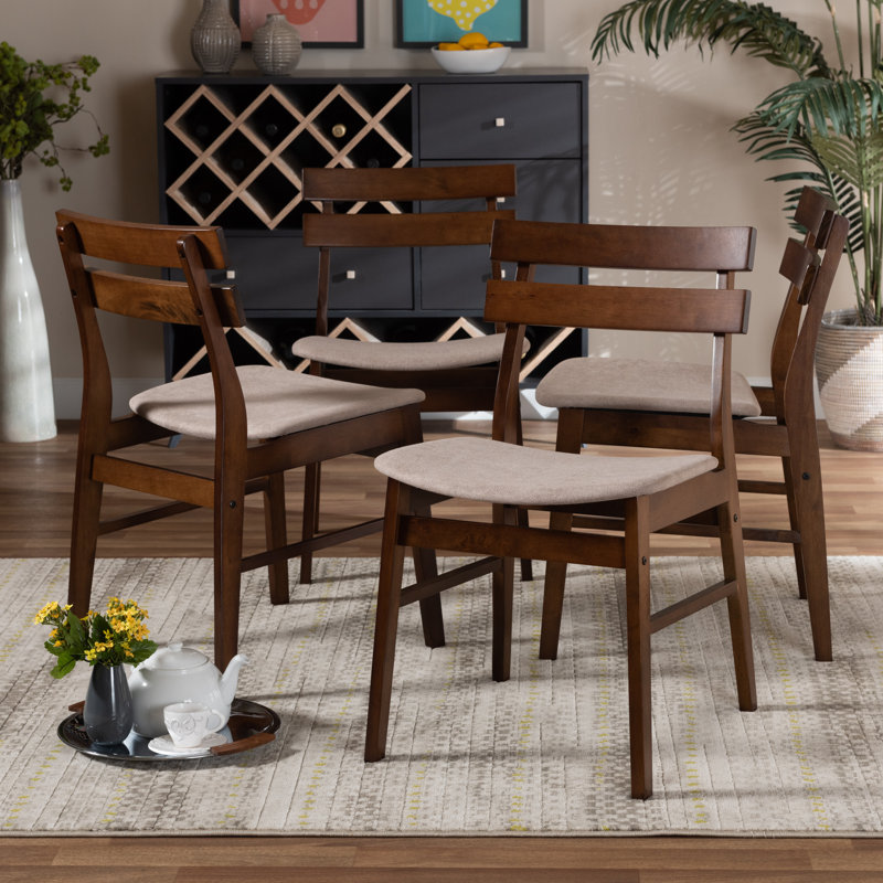 Katreina 17.7'' H Upholstered Walnut Side Chair, Light Beige