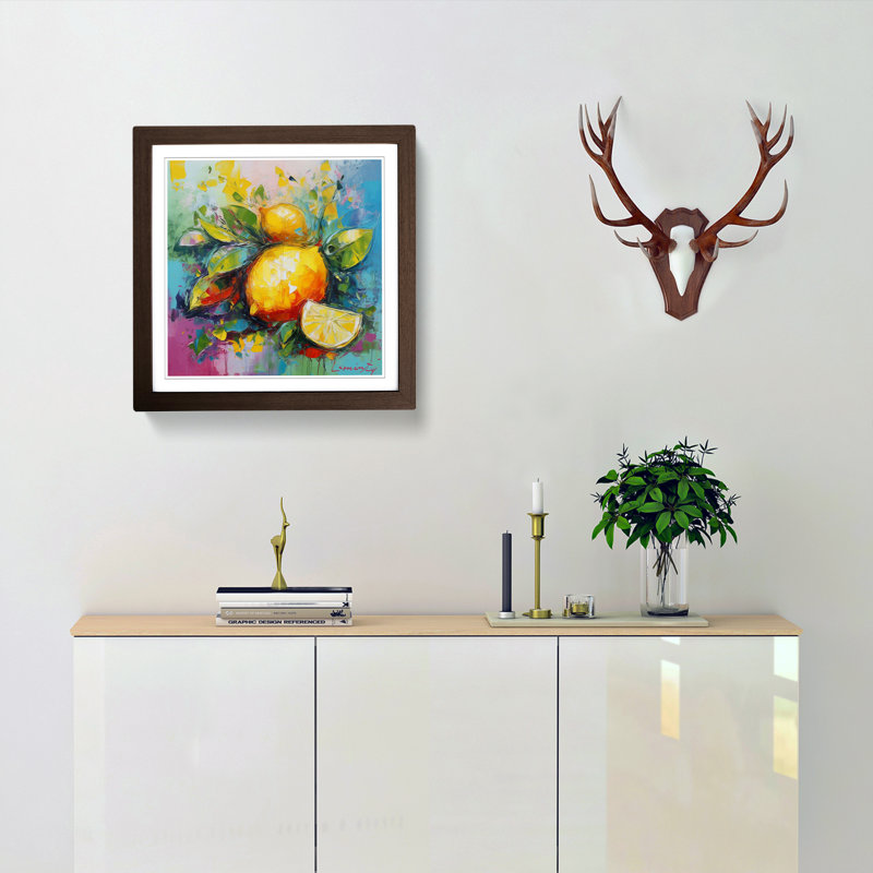 Lemon Fruit Fauvism - Framed Print, Walnut Framed