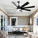 72 Inch Large Ceiling Fans With Lights And Remote Control 6 Wind Speed DC Motor Black For Living Room
