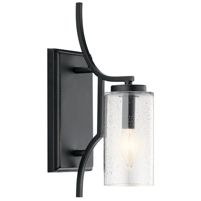 Vannoy Steel Candle Wall Light, Distressed Black