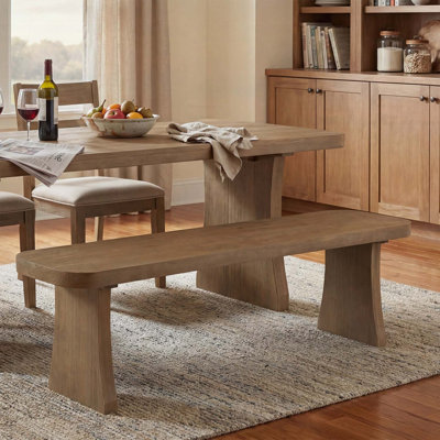 Indoor Pine Dining Bench, 62.9''L Solid Wood Seating, 350lbs Weight Capacity, Fits 3 People for Kitchen, Dining Room & Living Space