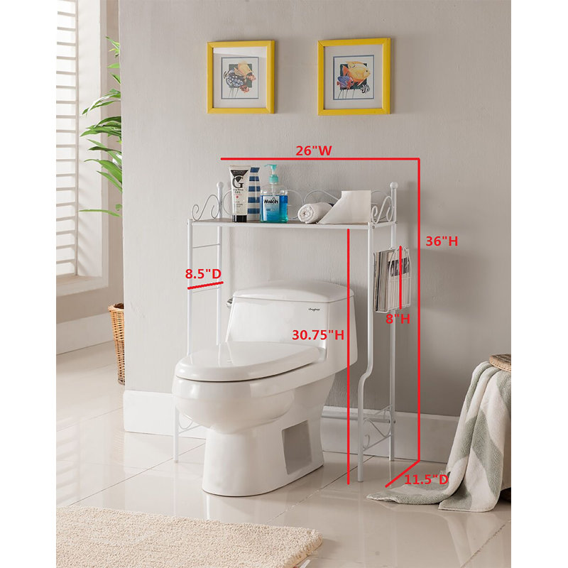 Étagère de rangement autoportante pour salle de bain avec trois tablettes ouvertes et conception de toilette pour serviettes et présentoir décoratif dans un format compact et fonctionnel - Blanc