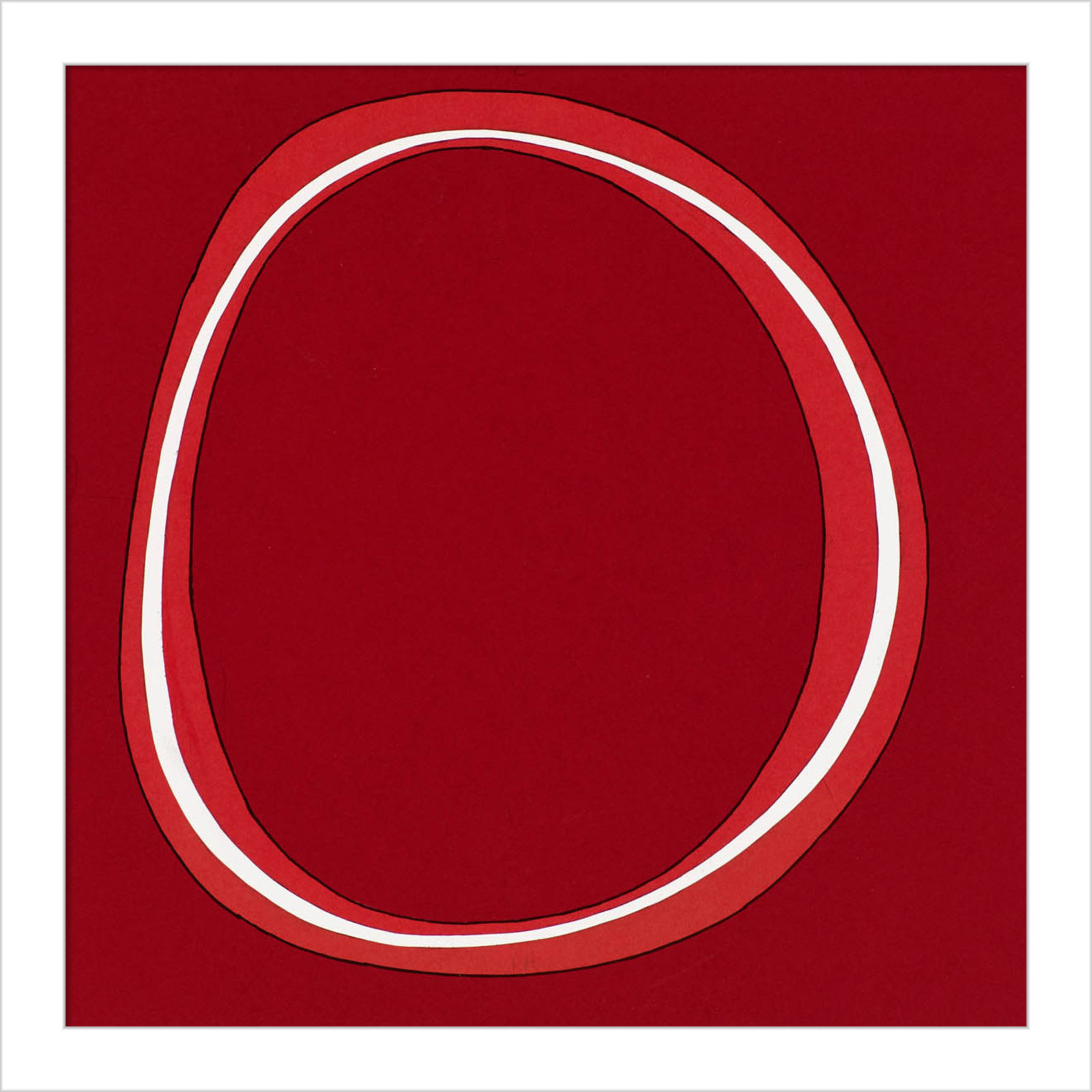 Red Circle by Alex Dunn, White, 13" H x 13" W