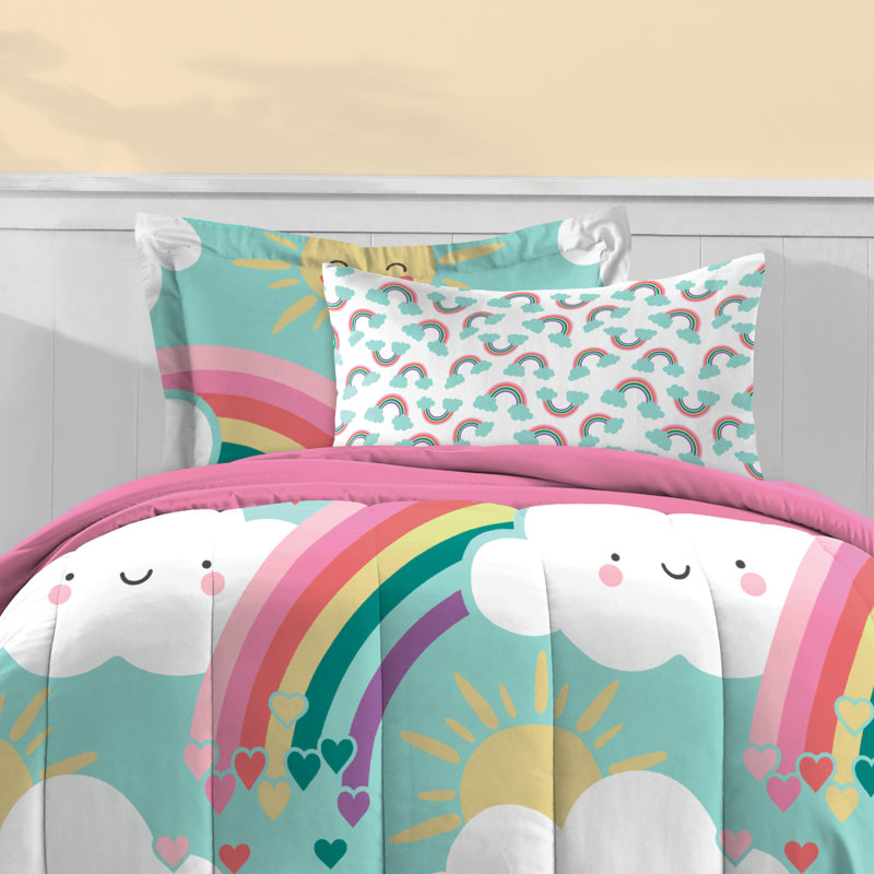 Twin Pink Microfiber Reversible Kids Bed in a Bag Set