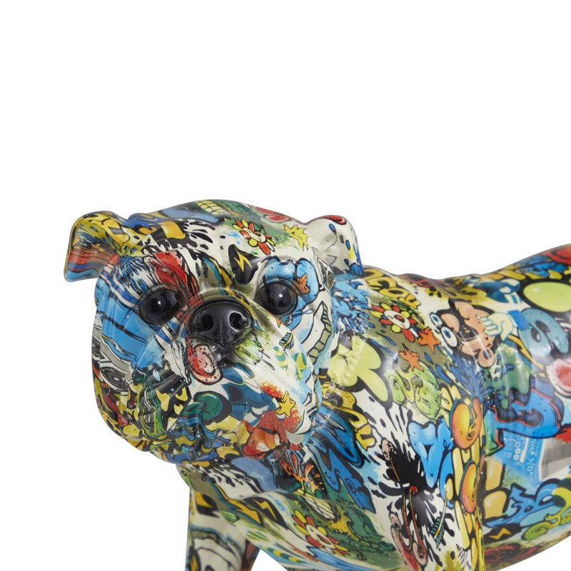 Sculpture de chien en résine Novogratz, H 8,15 po x l 8 po x P 14,7 po, Jaune/bleu
