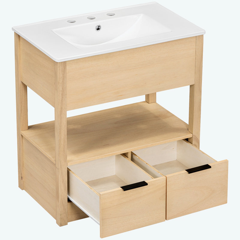 Meuble-lavabo de 30 po avec comptoir intégré, Noir, noir, noir, noir, Naturel