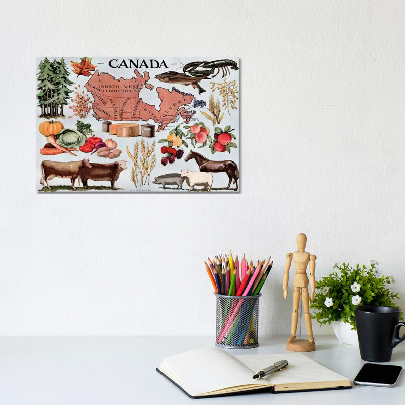 Canada's Natural Resources - Vintage Poster 1 Piece Wrapped Canvas Wall Art, 20.32 cm H x 30.48 cm W