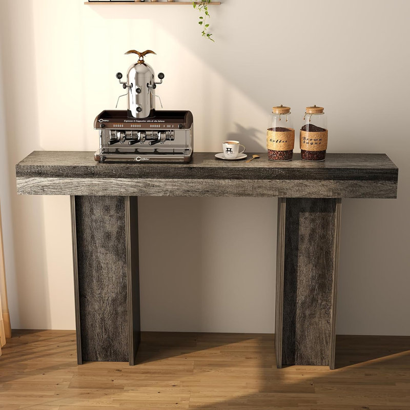 Canapé 54 po à console étroite avec rangement dissimulé au dos, Bois gris