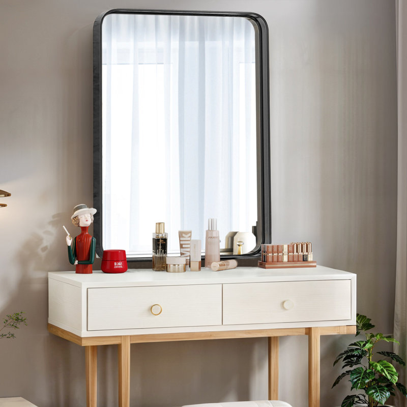 Louise Metal Framed Rounded Rectangular Modern Vanity Bathroom Mirror for Wall for Over Sink Bathroom, 24" x 36"