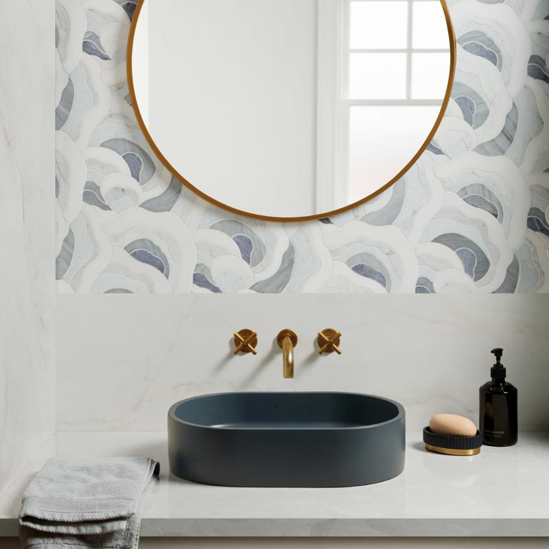 Iris Azul Macauba Blue Polished Marble Waterjet Mosaic Tile