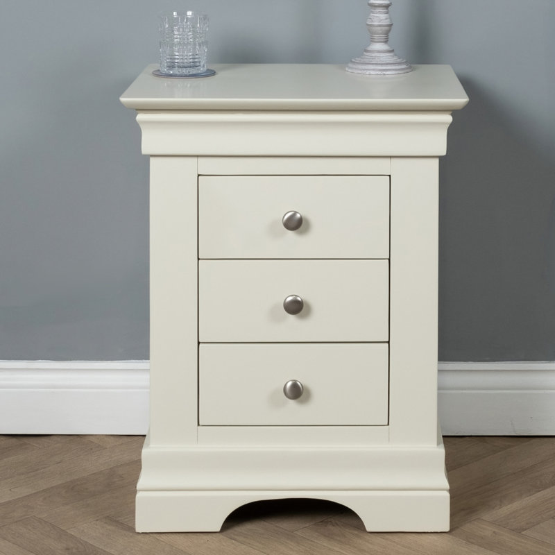 Alliber 50cm W Solid Wood Bedside Table, Off White