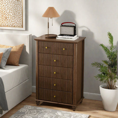 Modern Dresser With 5 Drawers And Metal Handles by Alcott Hill