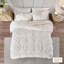 3 Piece King/ King Duvet Cover , Cotton Chenille , White, Design, 2 Shams, Button Closure, Corner Ties, Machine Washable, Classy Style With Soft & Stylish,-125166515-125166516