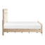 Grand lit tapissier moderne en chenille beige, finition naturelle, cadre en bois, mobilier de chambre à coucher, sommier tapissier nécessaire avec revêtement, design, tête de lit et rails, requis