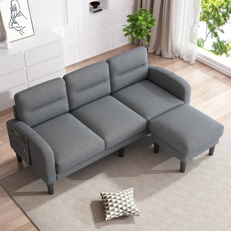3 Seater Linen Sofa, Grey Linen
