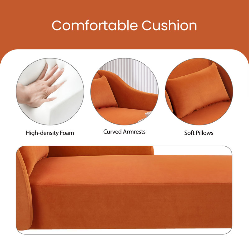 Revêtement en velours de chaise longue Modern, Velours orange
