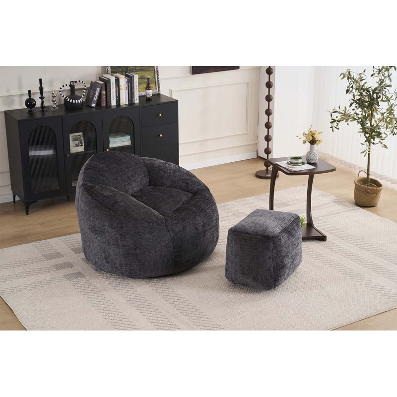 Fauteuil à billes polyvalent en mousse pour une détente ultime, Chenille noir
