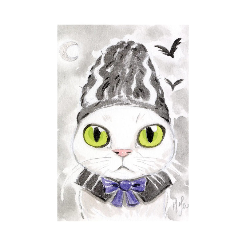 Cat - Bride Of Frankenstein by Martin Hsu - Painting on Canvas, Wrapped Canvas, 30.48 cm H x 45.72 cm W