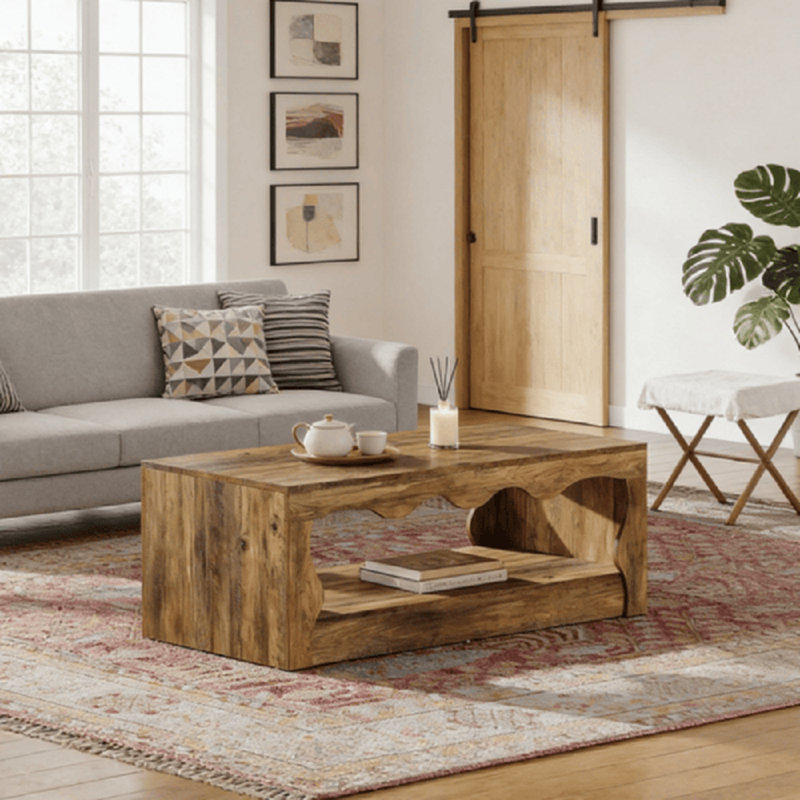 Modern End Table Nightstand with Storage Shelves Contemporary Design Living Room Bedroom