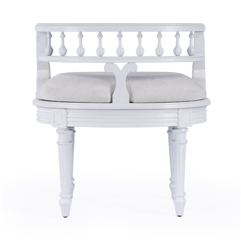 Jules Upholstered Vanity Stool, White