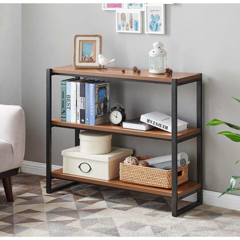 33.5"H x 39.5"W Steadham Etagere Storage Bookcase, (3 Shelves) 33.5" H x 39.5" W x 13.5" D, Gliese Brown