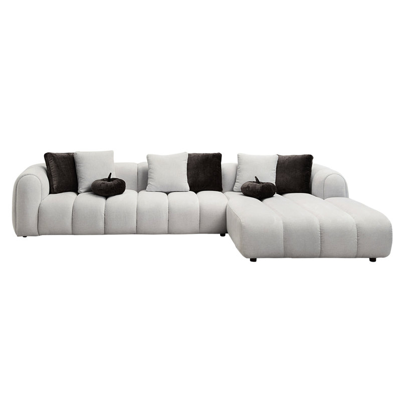 Canapé modulaire en lin blanc avec fauteuil, capacité de poids de 220 lb, mobilier de salon confortable et fauteuil