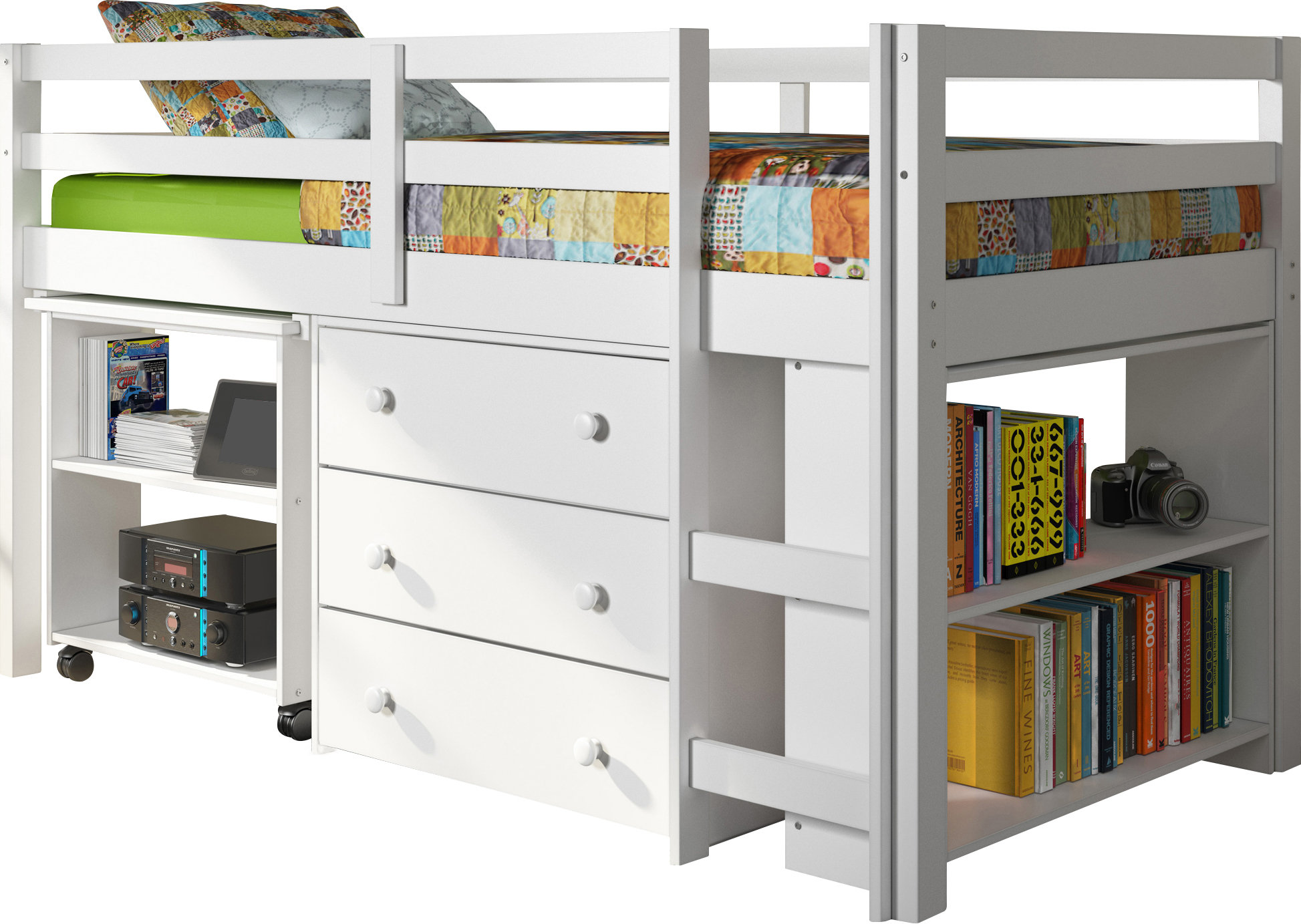 Harriet Bee Bintou Twin Platform Loft Bed with Bookcase by Harriet Bee & Reviews | Wayfair