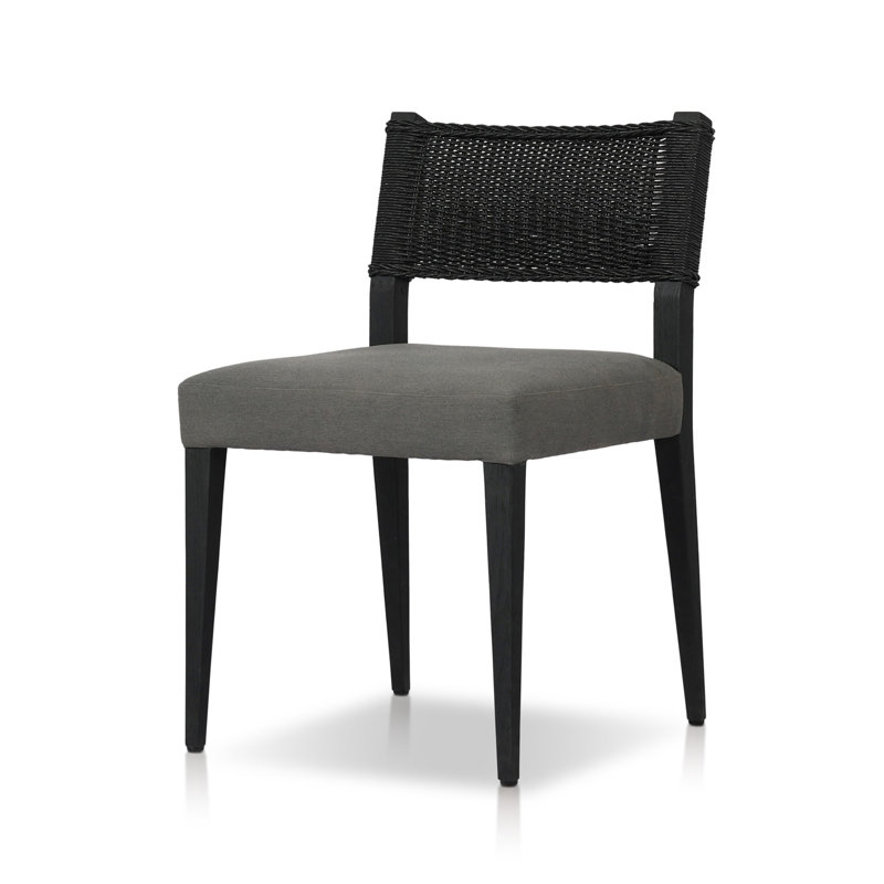 Caudilla Outdoor Teak Dining Side Chair, Arashi Graphite, Stained Black Teak