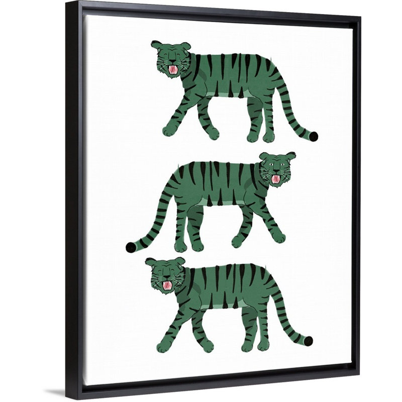 « tiger stack kids », art encadré, H 30 po x l 24 po x P 1,2 po, Cadre pour toile flottant noir